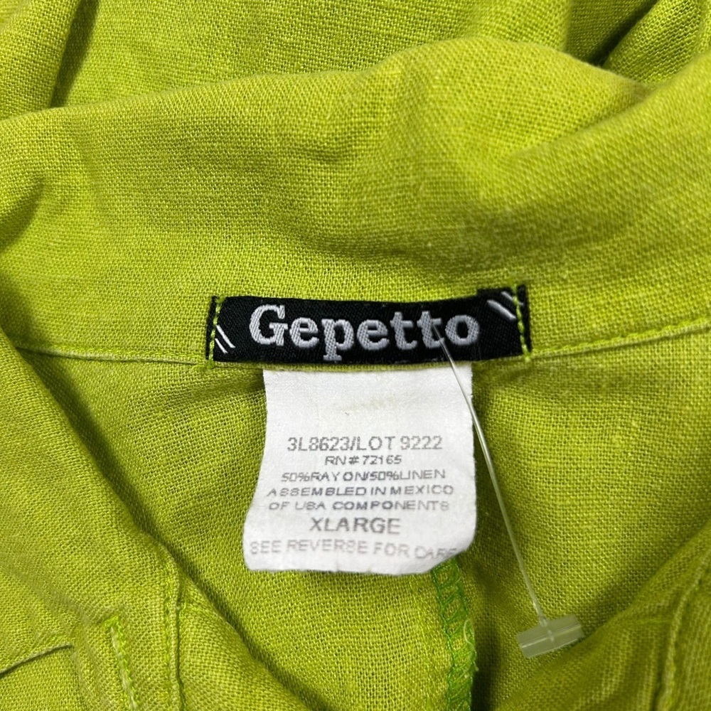 Gepetto Green Blouse with Decorative Patterns and Relaxed Fit 50% Rayon 50% Line - Picture 7 of 12